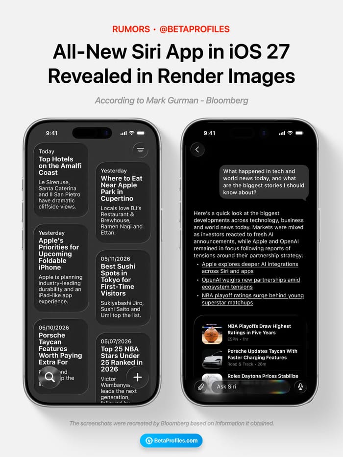 All-New Siri App in iOS 27 Revealed in Render Images