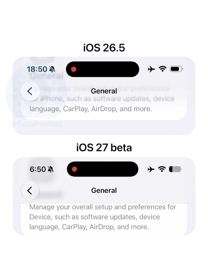 iOS 27 removes progressive blur while scrolling