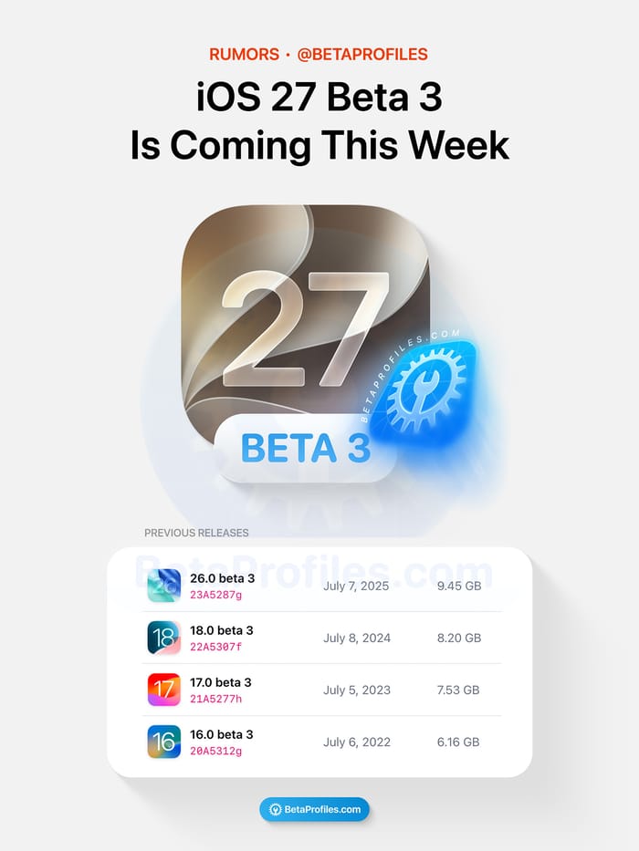 iOS 27 beta 3 is coming this week